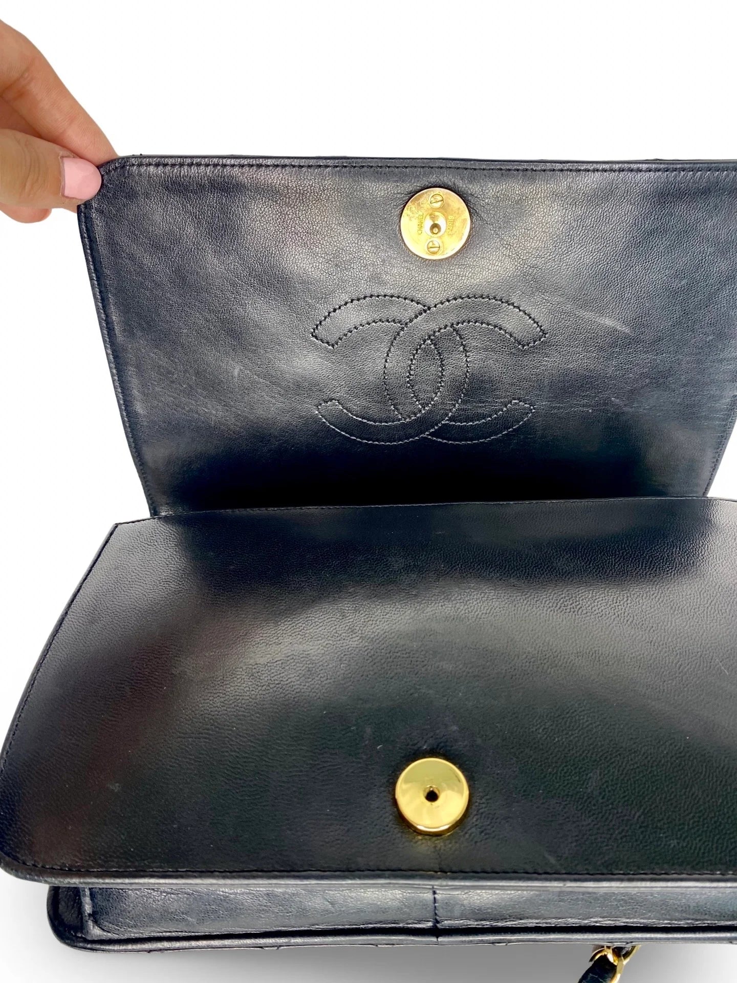 Vintage Chanel Full Flap Bag Black