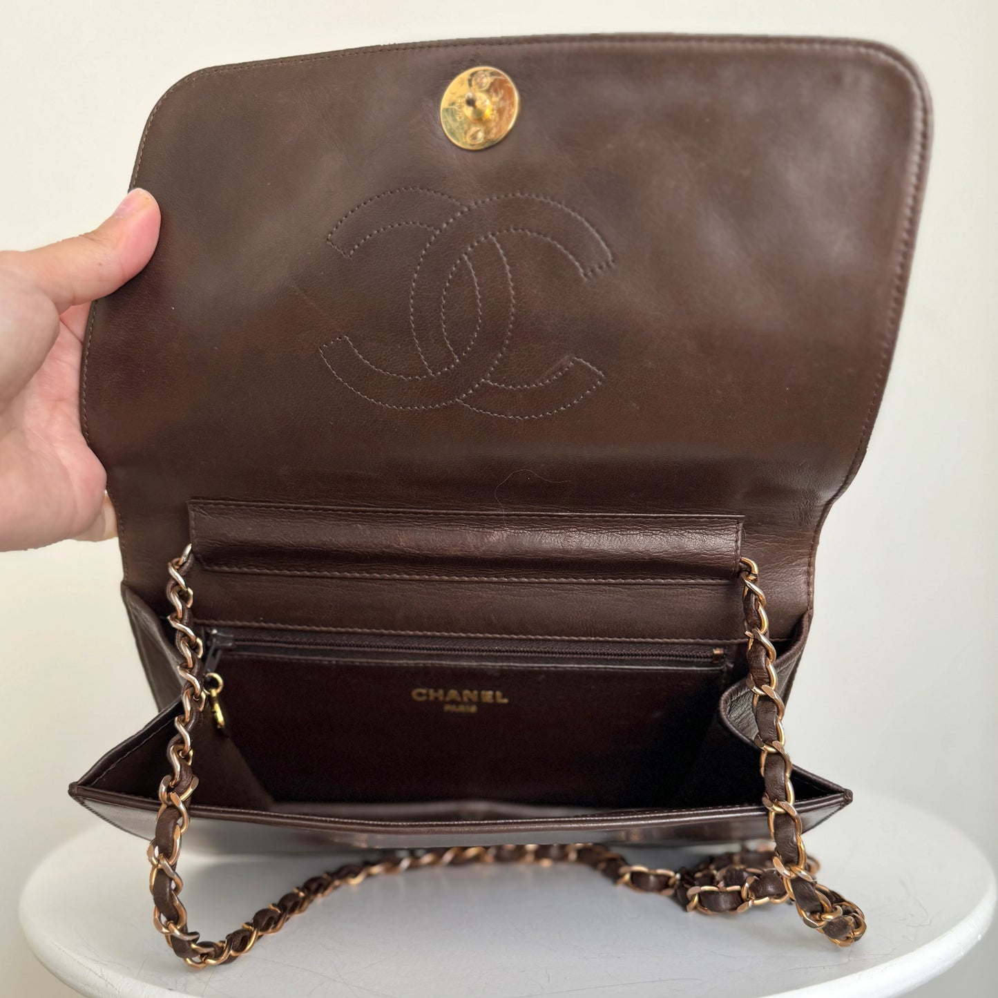 Chanel Full Flapbag Bruin SMALL 24k ghw