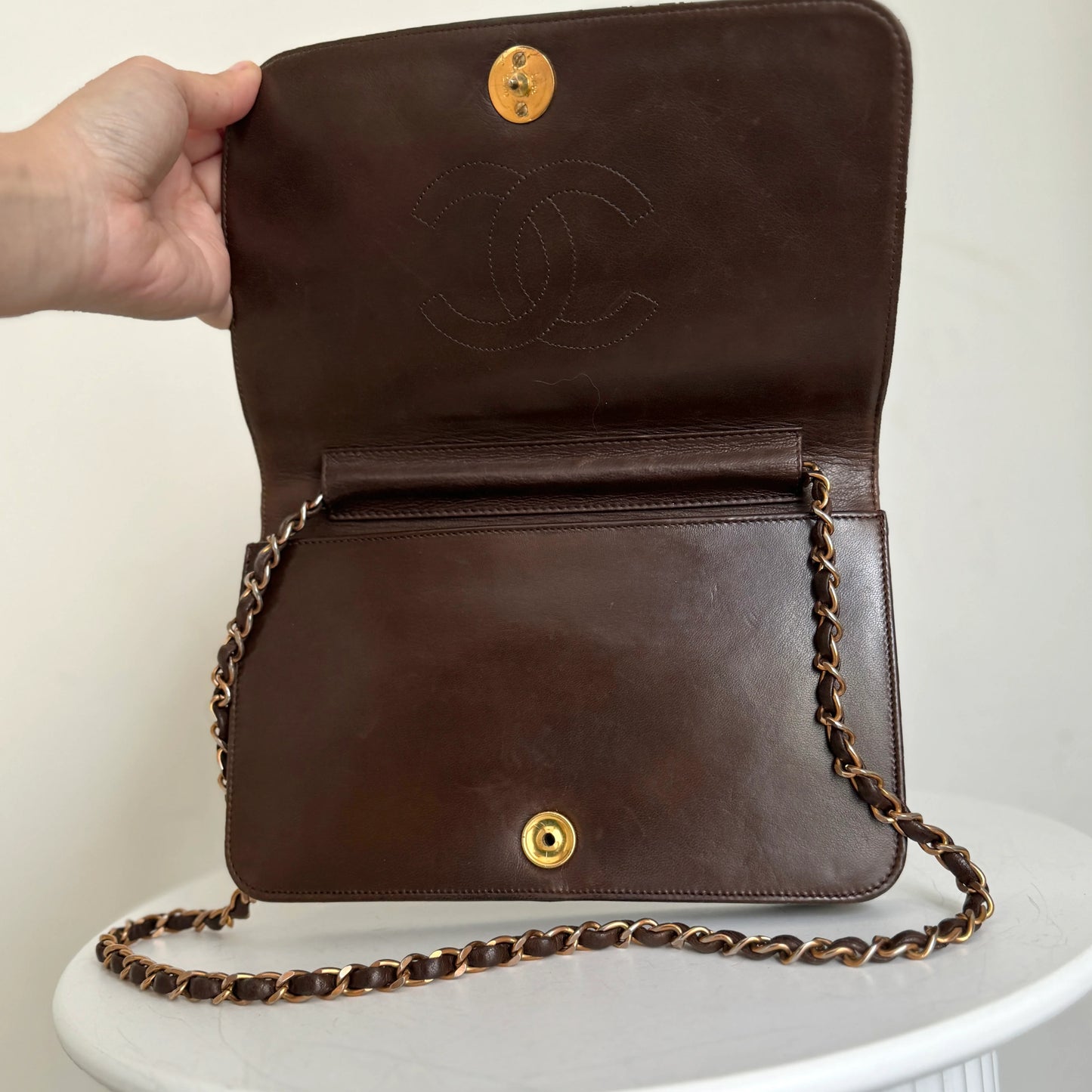 Chanel Full Flapbag Bruin SMALL 24k ghw