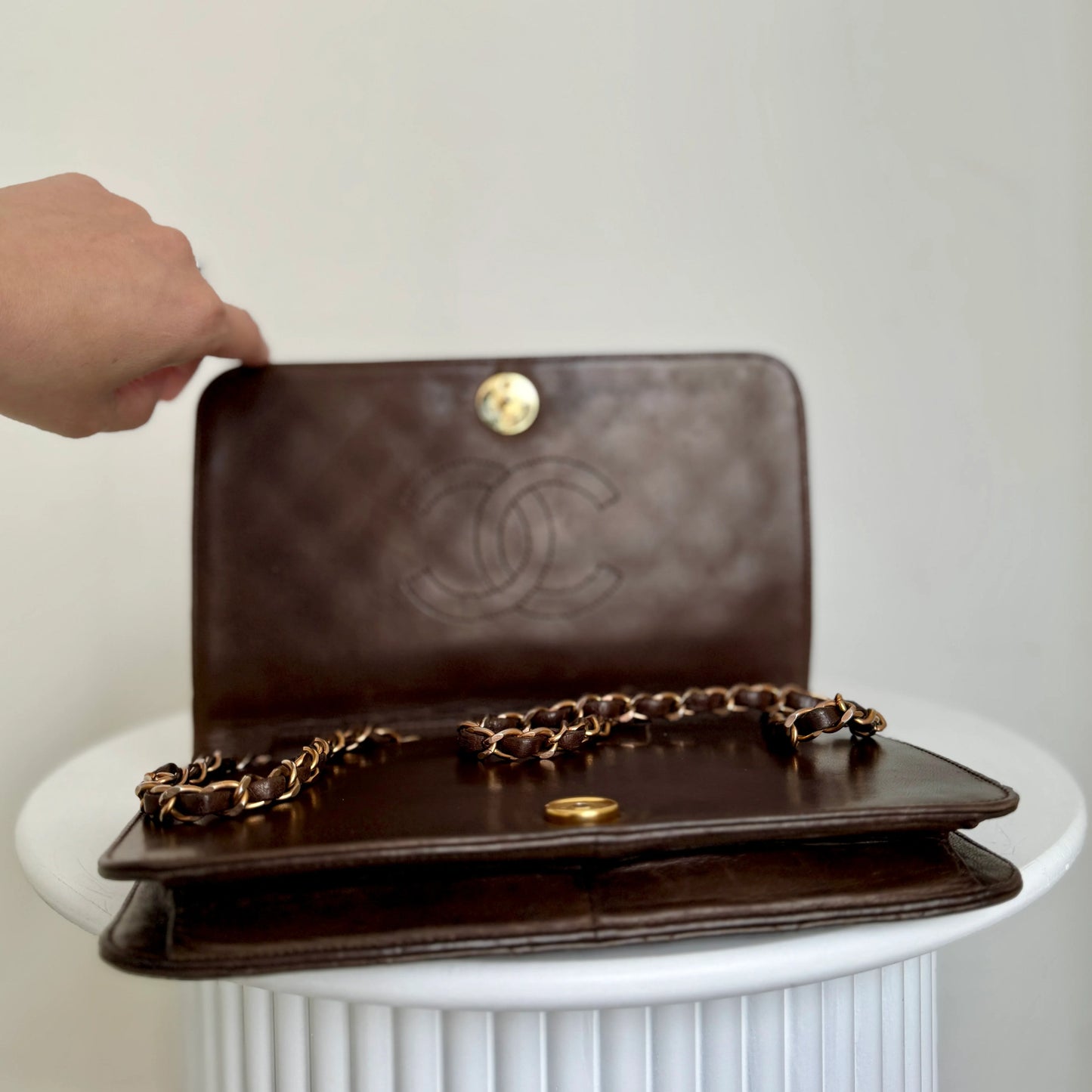 Chanel Full Flapbag Bruin SMALL 24k ghw