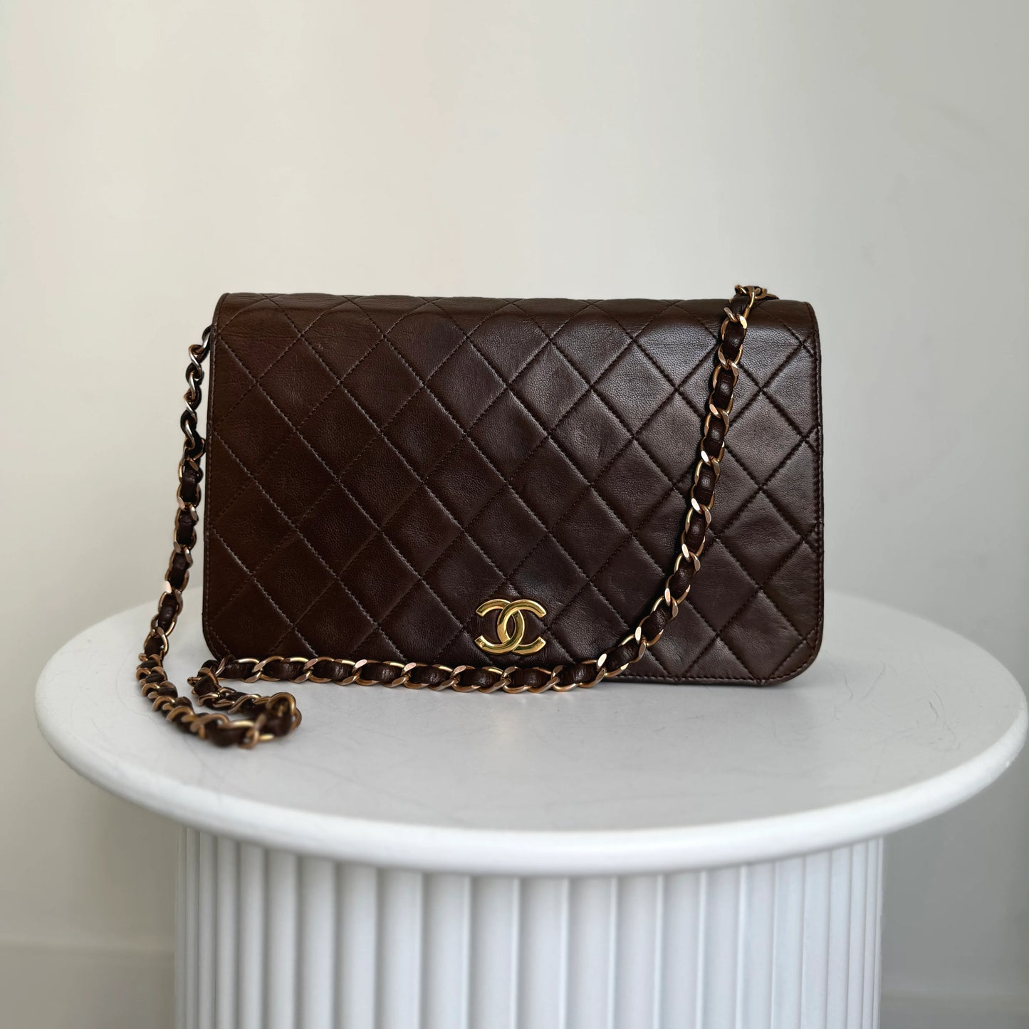 Chanel Full Flapbag Bruin SMALL 24k ghw