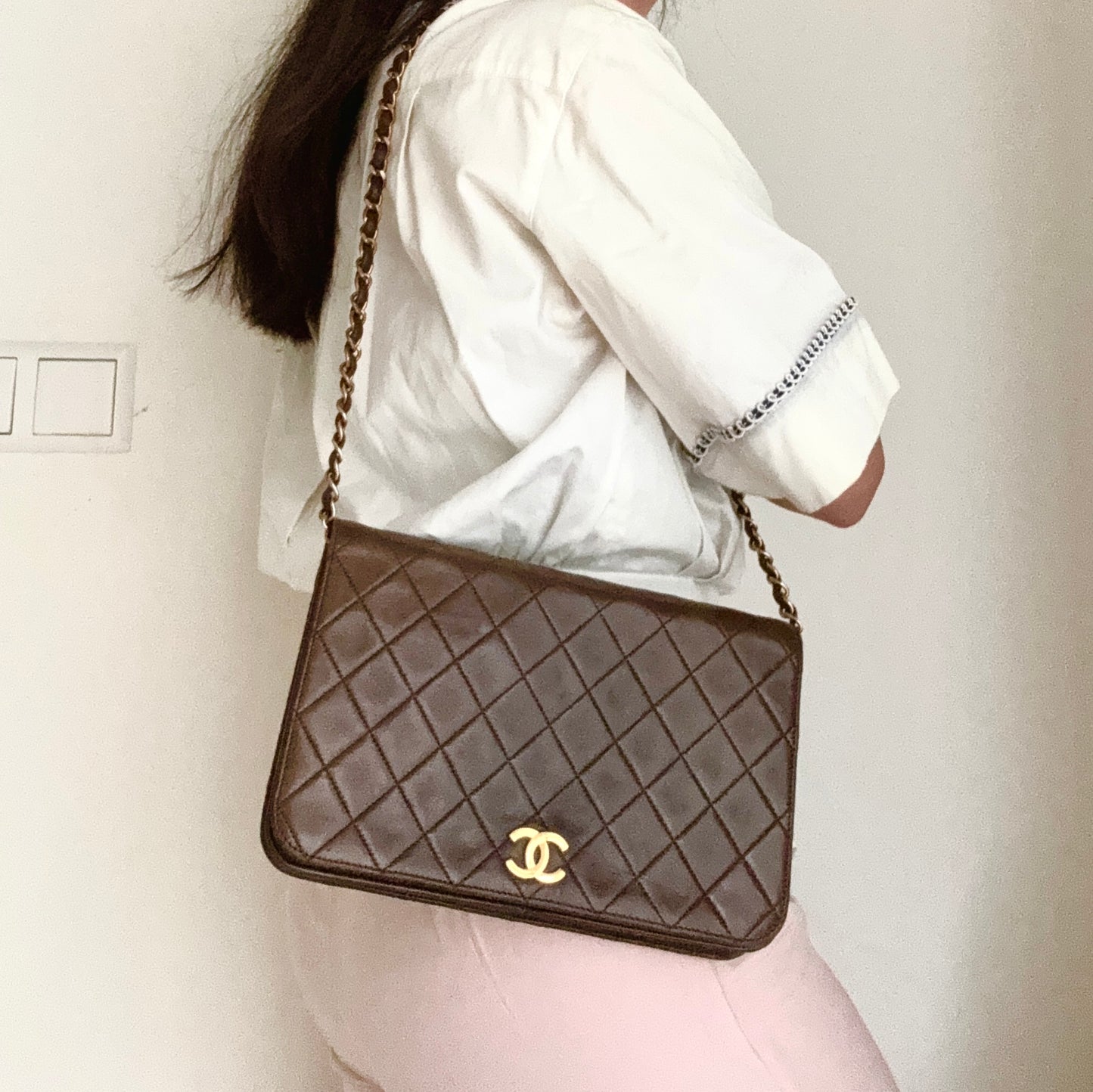 Chanel Full Flapbag Bruin SMALL 24k ghw