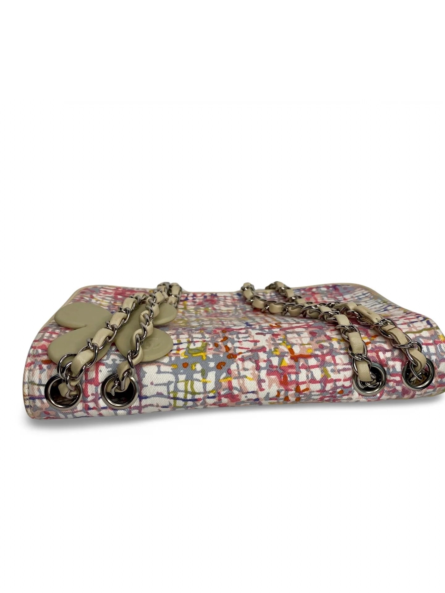 Vintage Chanel Canvas Lucky Clover Multicolor Canvas Flap Bag