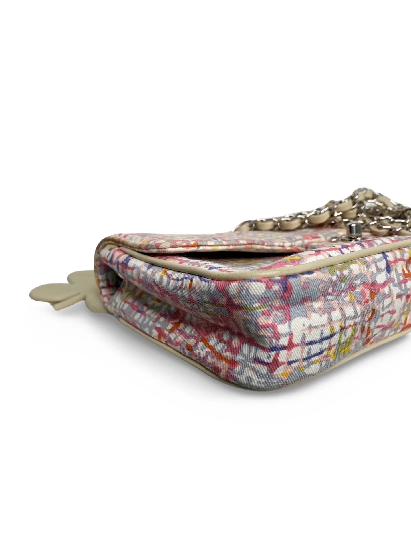 Vintage Chanel Canvas Lucky Clover Multicolor Canvas Flap Bag
