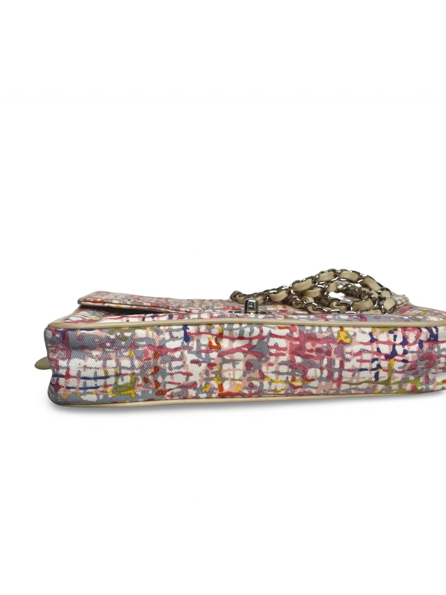 Vintage Chanel Canvas Lucky Clover Multicolor Canvas Flap Bag