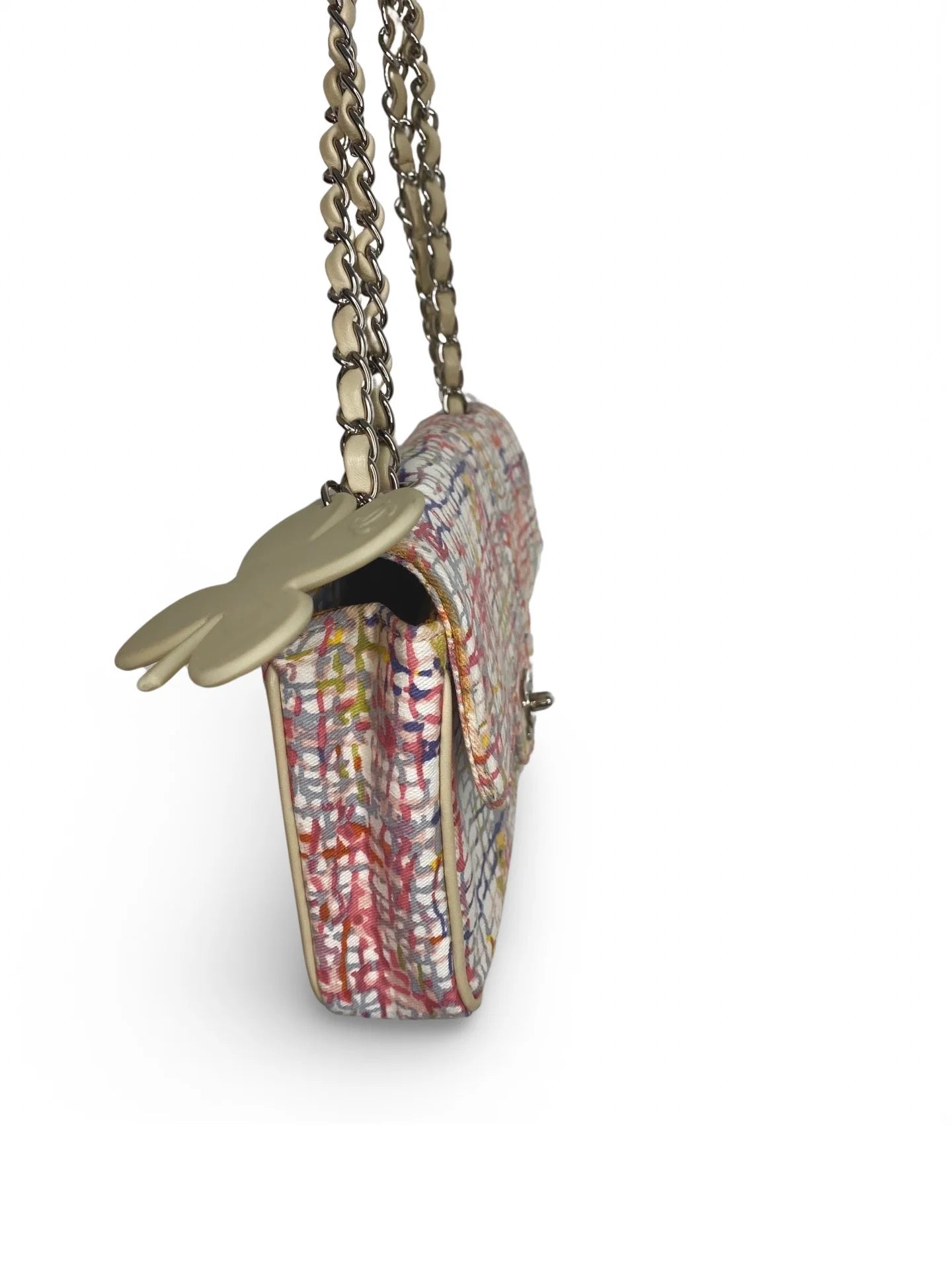 Vintage Chanel Canvas Lucky Clover Multicolor Canvas Flap Bag