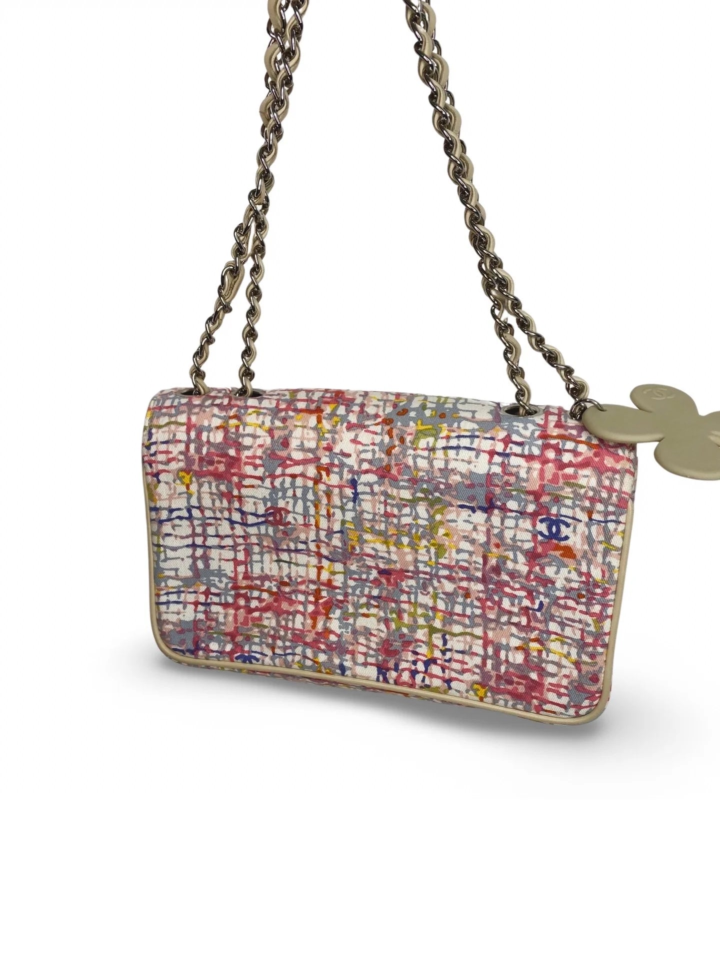 Vintage Chanel Canvas Lucky Clover Multicolor Canvas Flap Bag