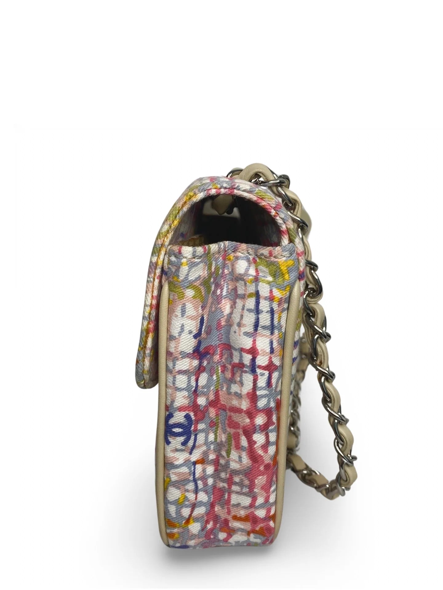 Vintage Chanel Canvas Lucky Clover Multicolor Canvas Flap Bag