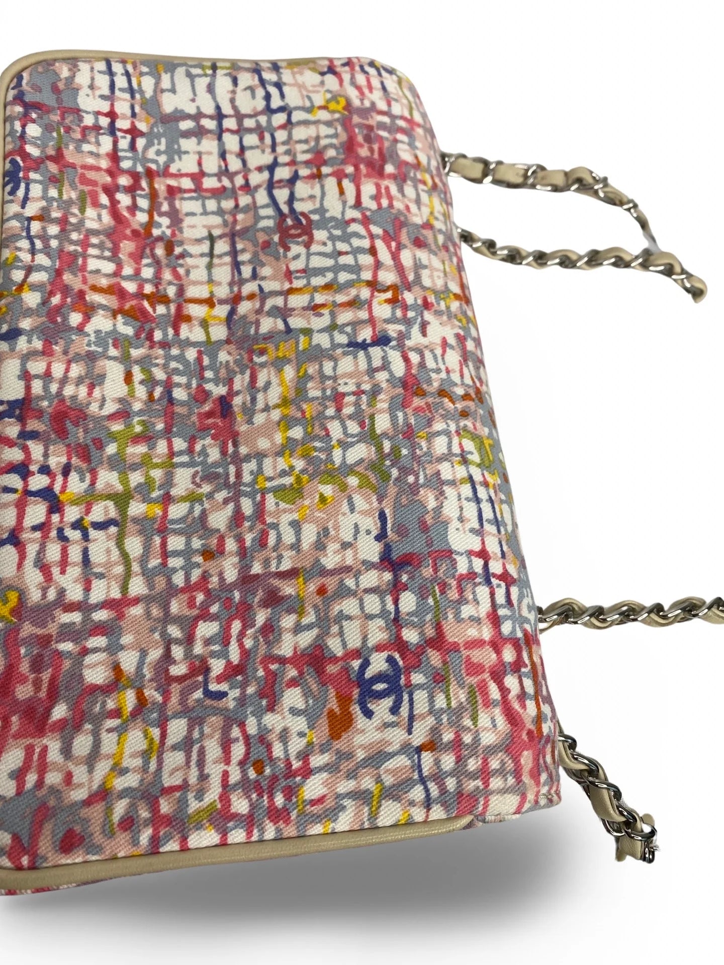 Vintage Chanel Canvas Lucky Clover Multicolor Canvas Flap Bag