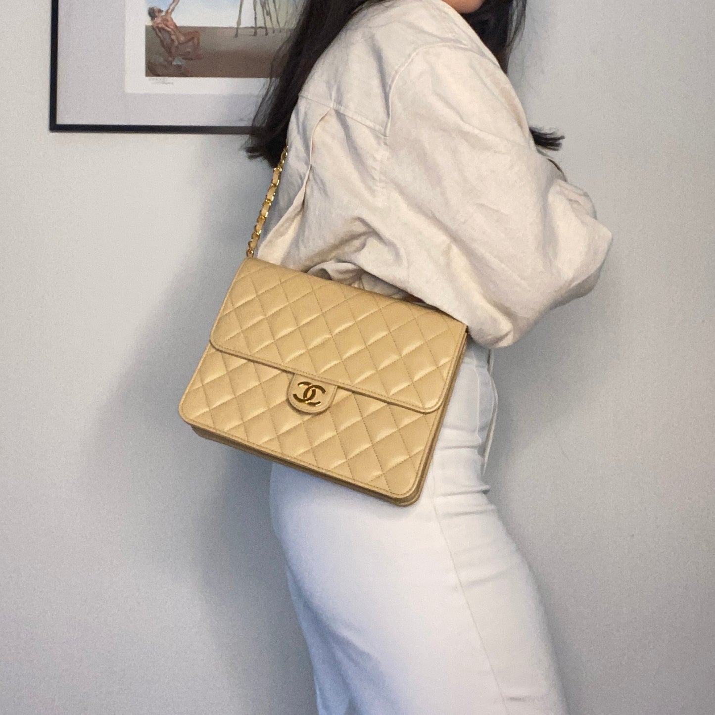 Chanel Single Flap Bag Beige GWH SMALL