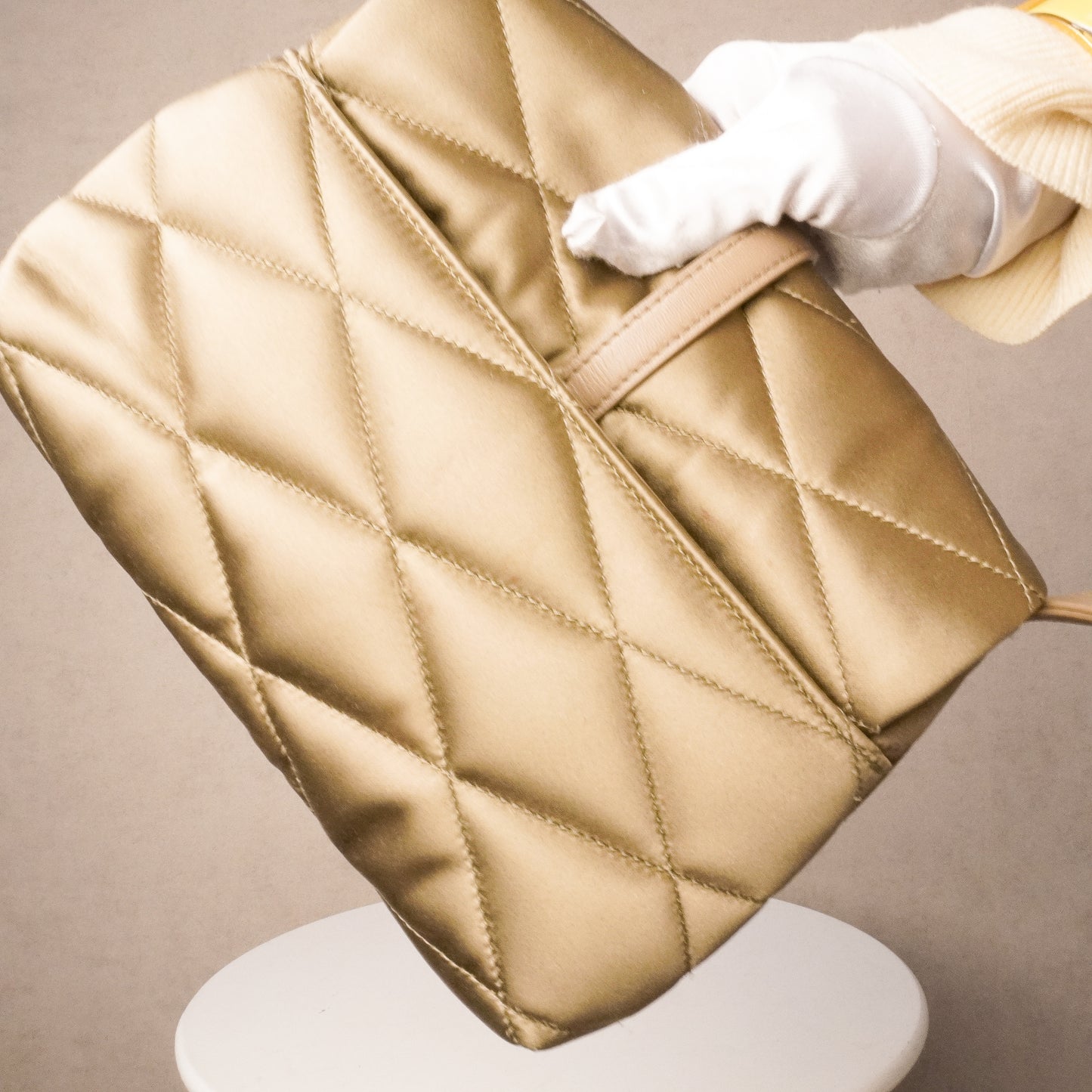 Saint Laurent YSL Mouse Quilted Satin Le 57 Hobo Bag