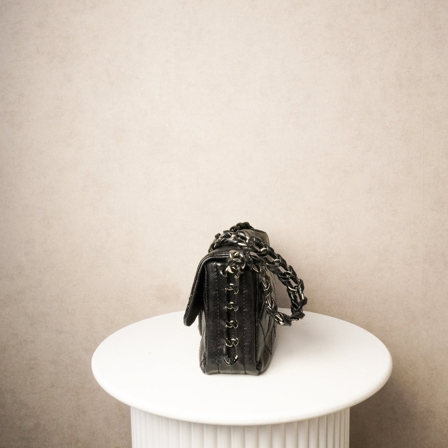 Chanel Glazed Caviar Quilted Modern Chain Flap Black