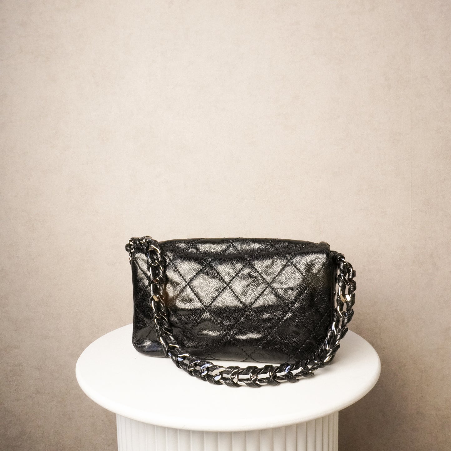 Chanel Glazed Caviar Quilted Modern Chain Flap Black