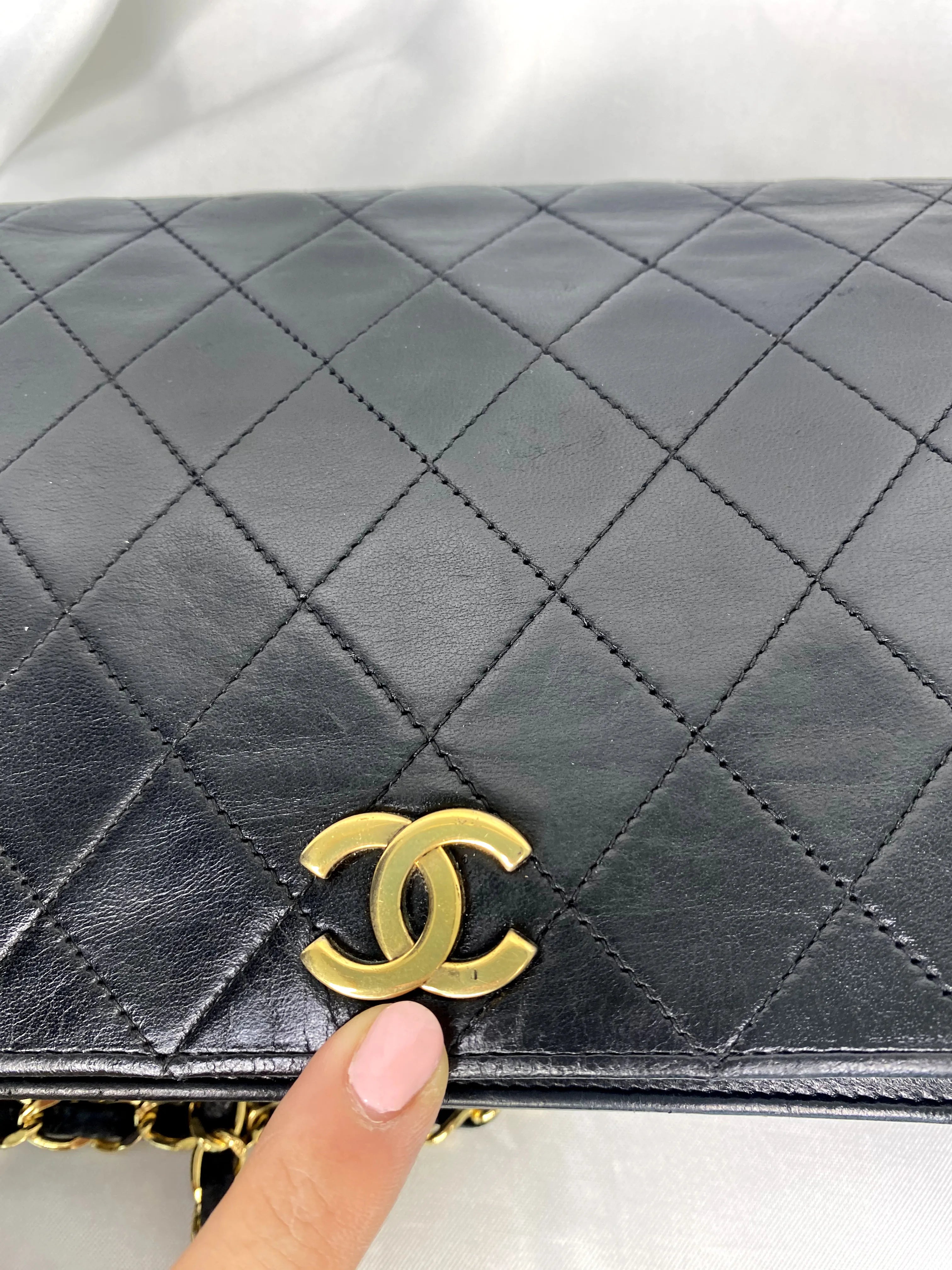 Vintage Chanel Full Flap Bag Black