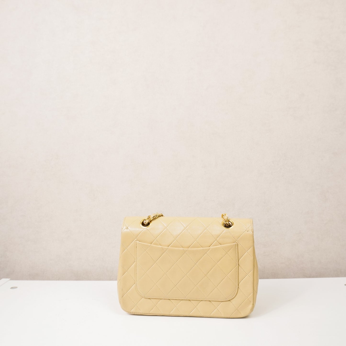 Chanel Single Flap Double Chain Beige tas