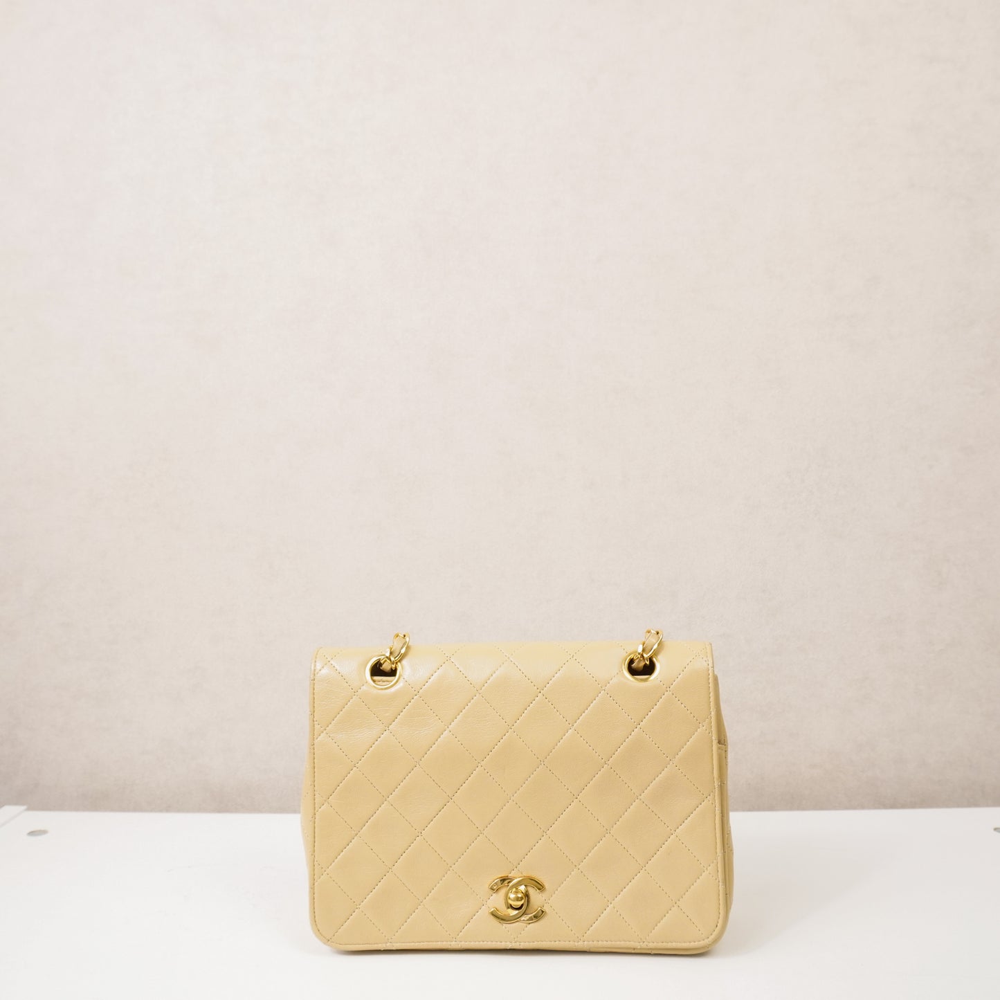 Chanel Single Flap Double Chain Beige tas