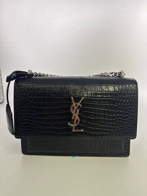 Saint Laurent Sunset Small croc embossed