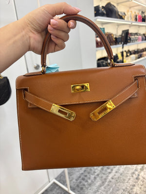 Hermès  Kelly 28 Sellier Gold Courchevel (1989)