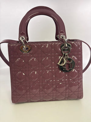 Dior Lady Dior Medium Mauve patent leather SHW