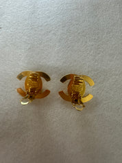 Gold Plated Vintage Coco Mark Turnlock Earrings