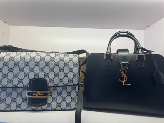 YSL Paris Cabas Black Crossbody + Gucci Shoulder Bag.