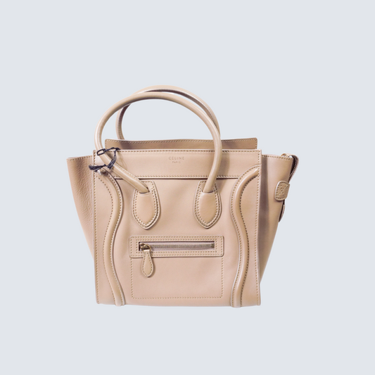 Celine Micro Luggage Shopper beige + label