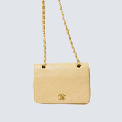 Chanel Single Flap Double Chain Beige tas