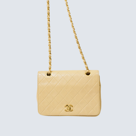 Chanel Single Flap Double Chain Beige tas