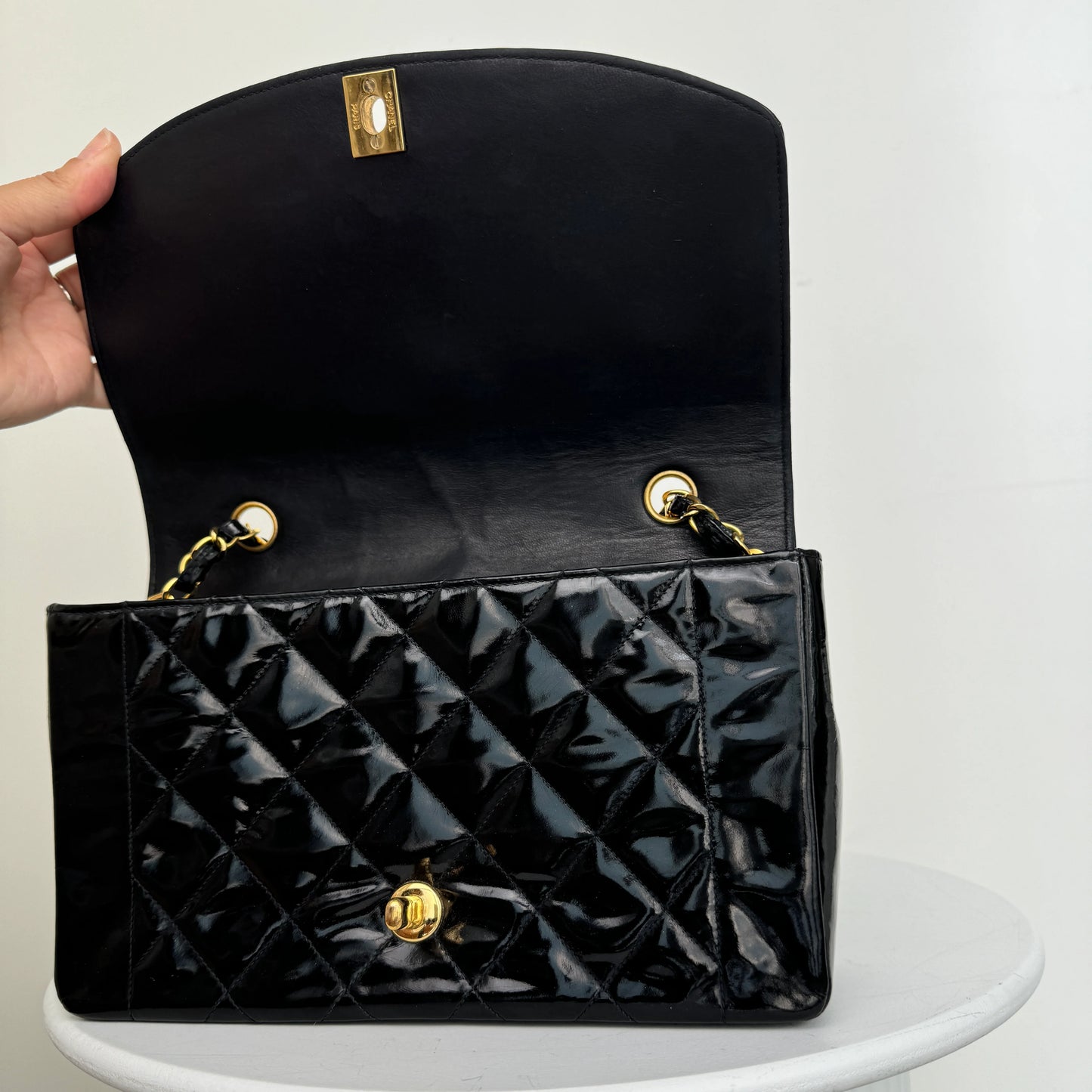 Chanel Diana tas lakleer, 24k ghw