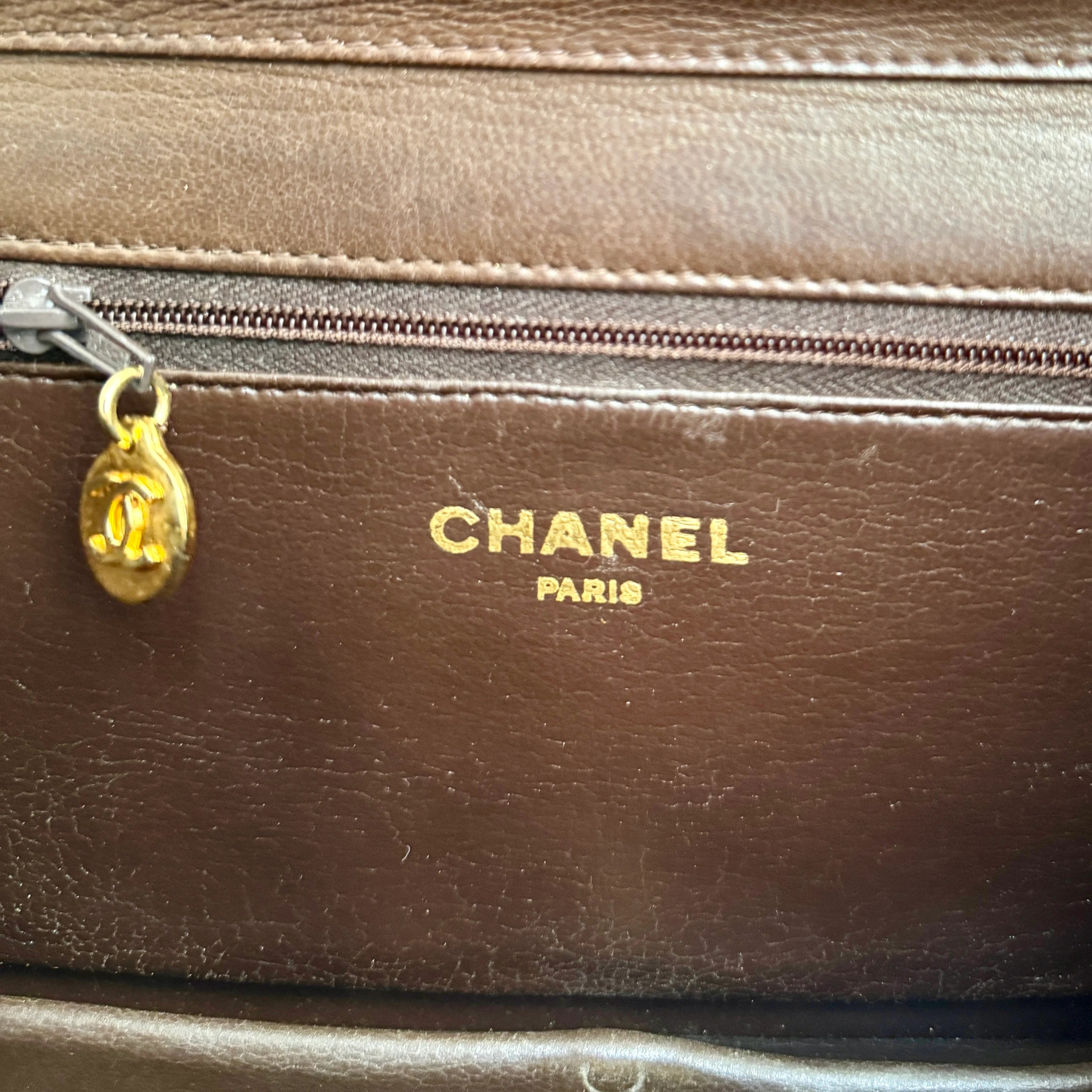 Chanel Full Flapbag Bruin SMALL 24k ghw