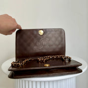 Chanel Full Flapbag Bruin SMALL 24k ghw