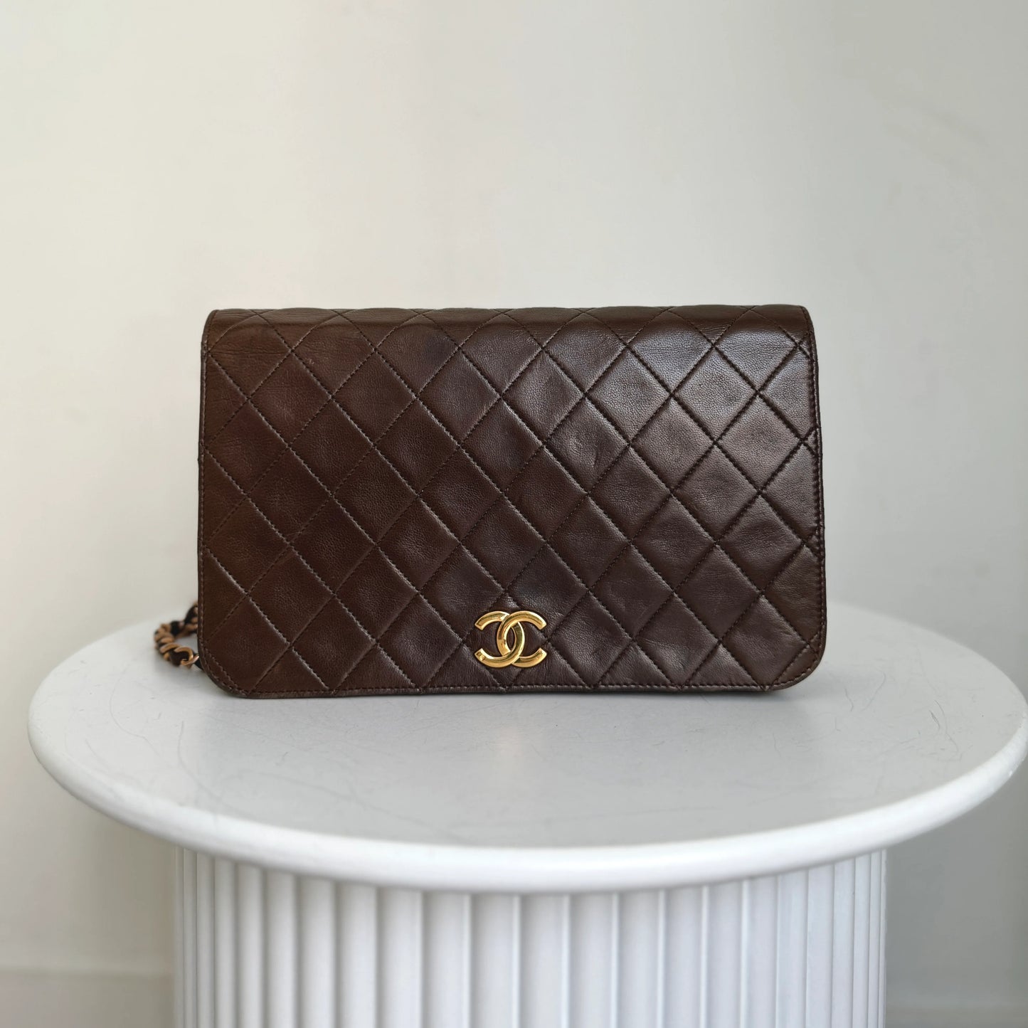 Chanel Full Flapbag Bruin SMALL 24k ghw