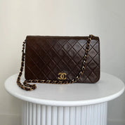 Chanel Full Flapbag Bruin SMALL 24k ghw