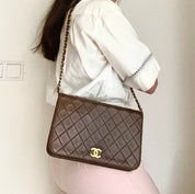 Chanel Full Flapbag Bruin SMALL 24k ghw