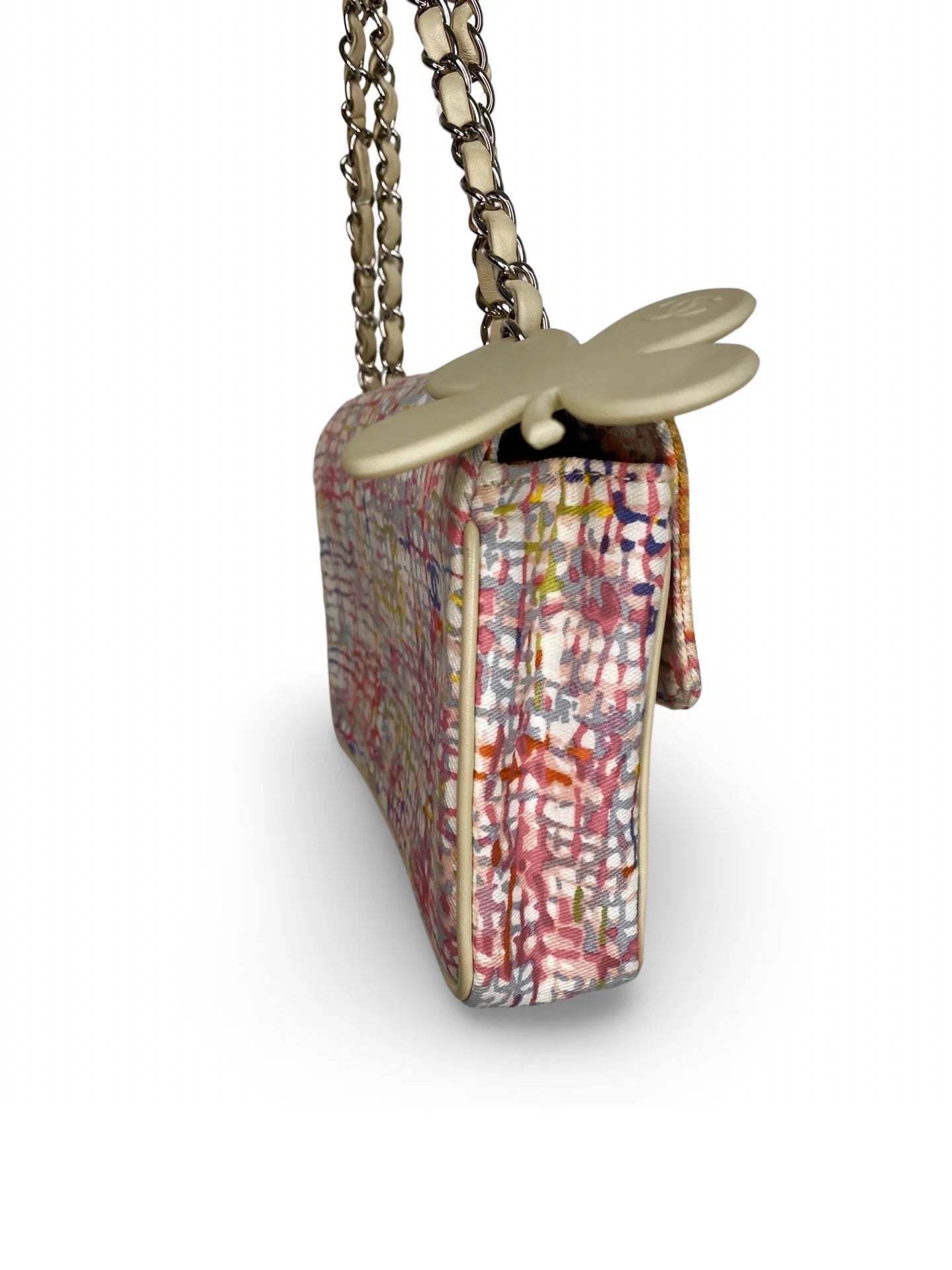 Vintage Chanel Canvas Lucky Clover Multicolor Canvas Flap Bag