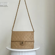 Chanel Single Flapbag Small 24k ghw Dark Beige