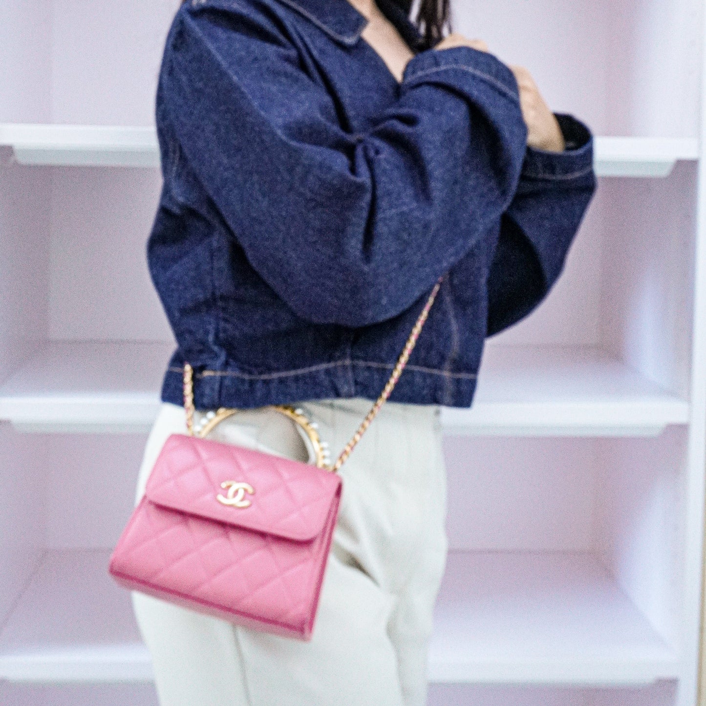 Chanel Trendy Mini Pearl Logo Handle