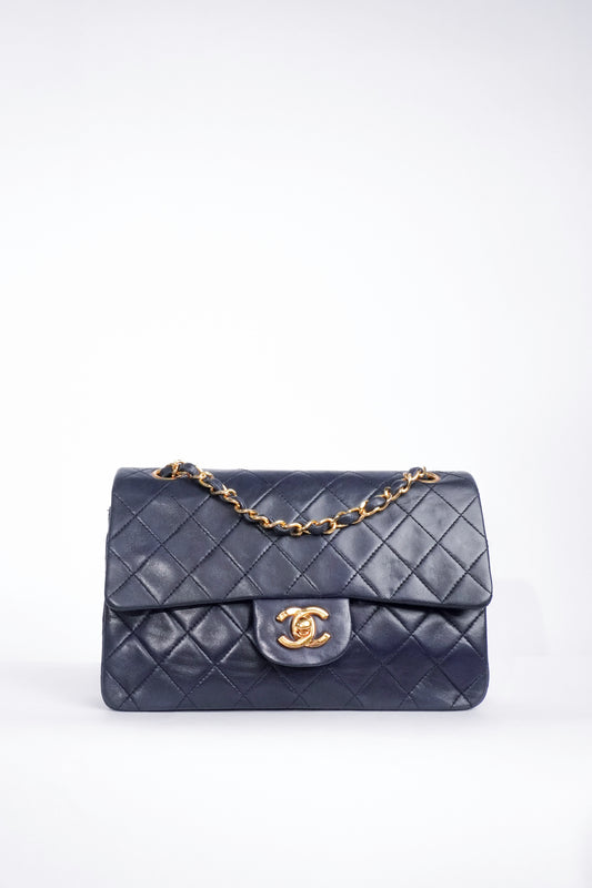 Chanel Classic Flapbag Small Navy 24k ghw