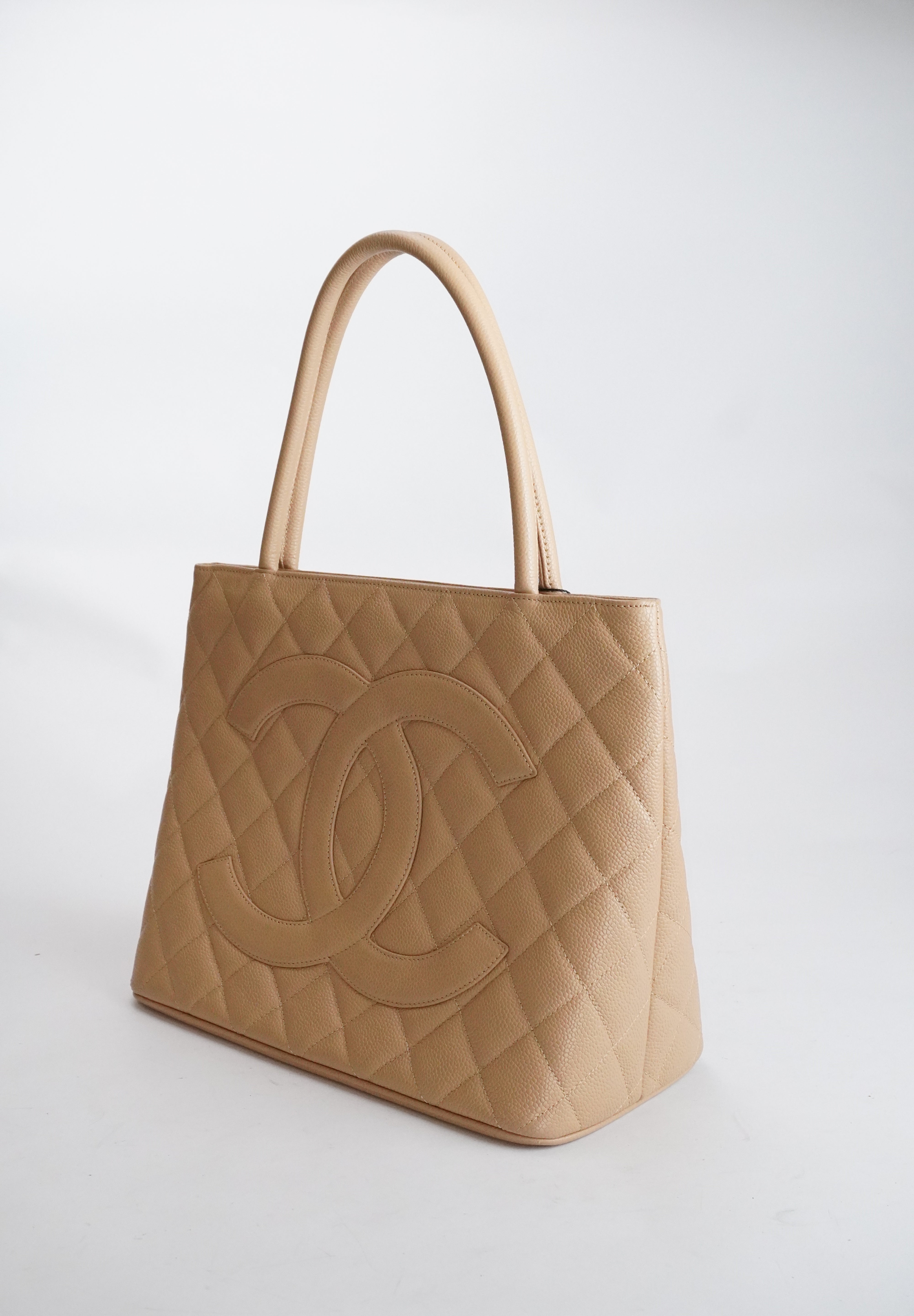 CHANEL Medallion Tote Beige Caviar