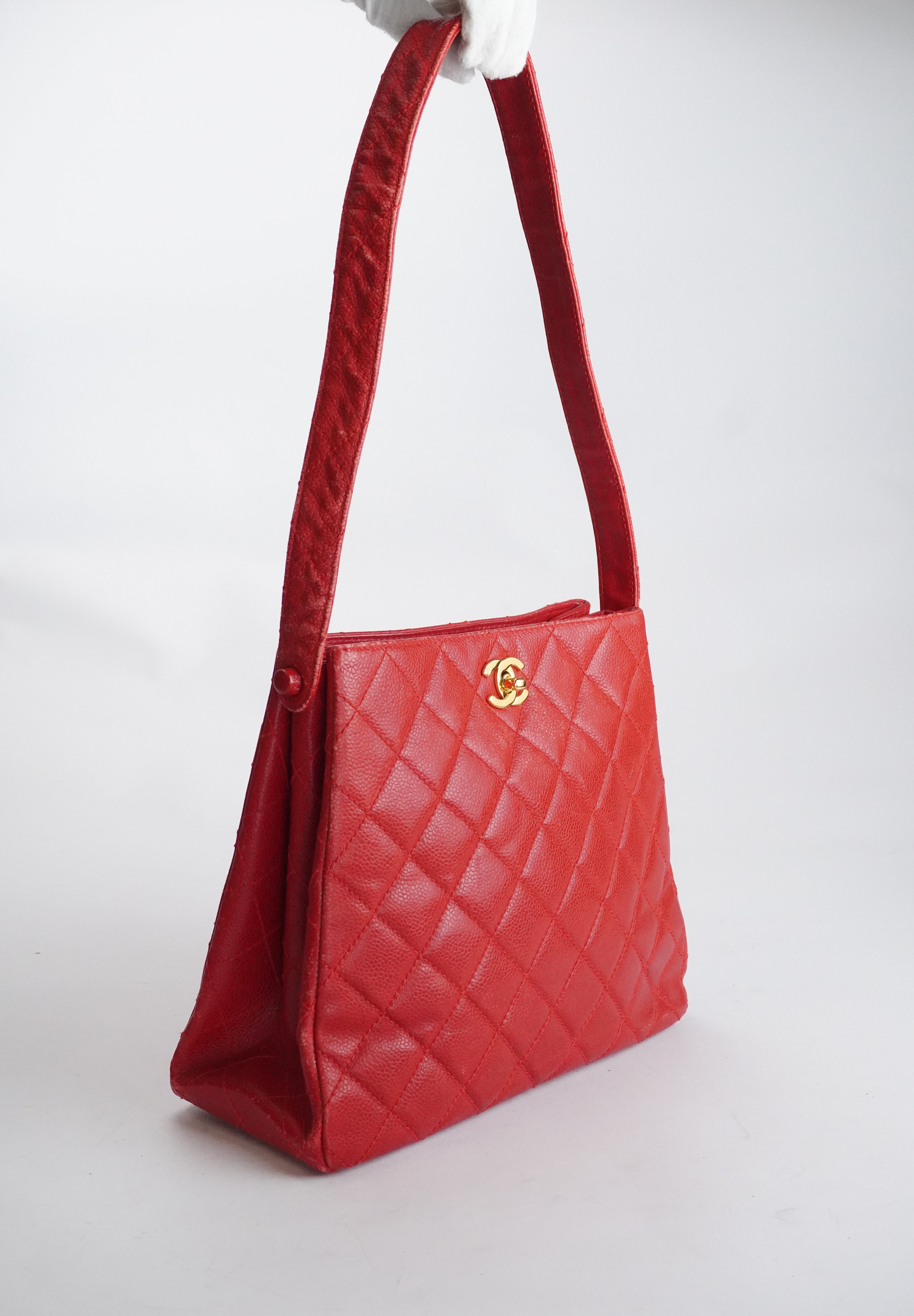 Chanel Red Caviar Tote 24k GHW (1996-1997)