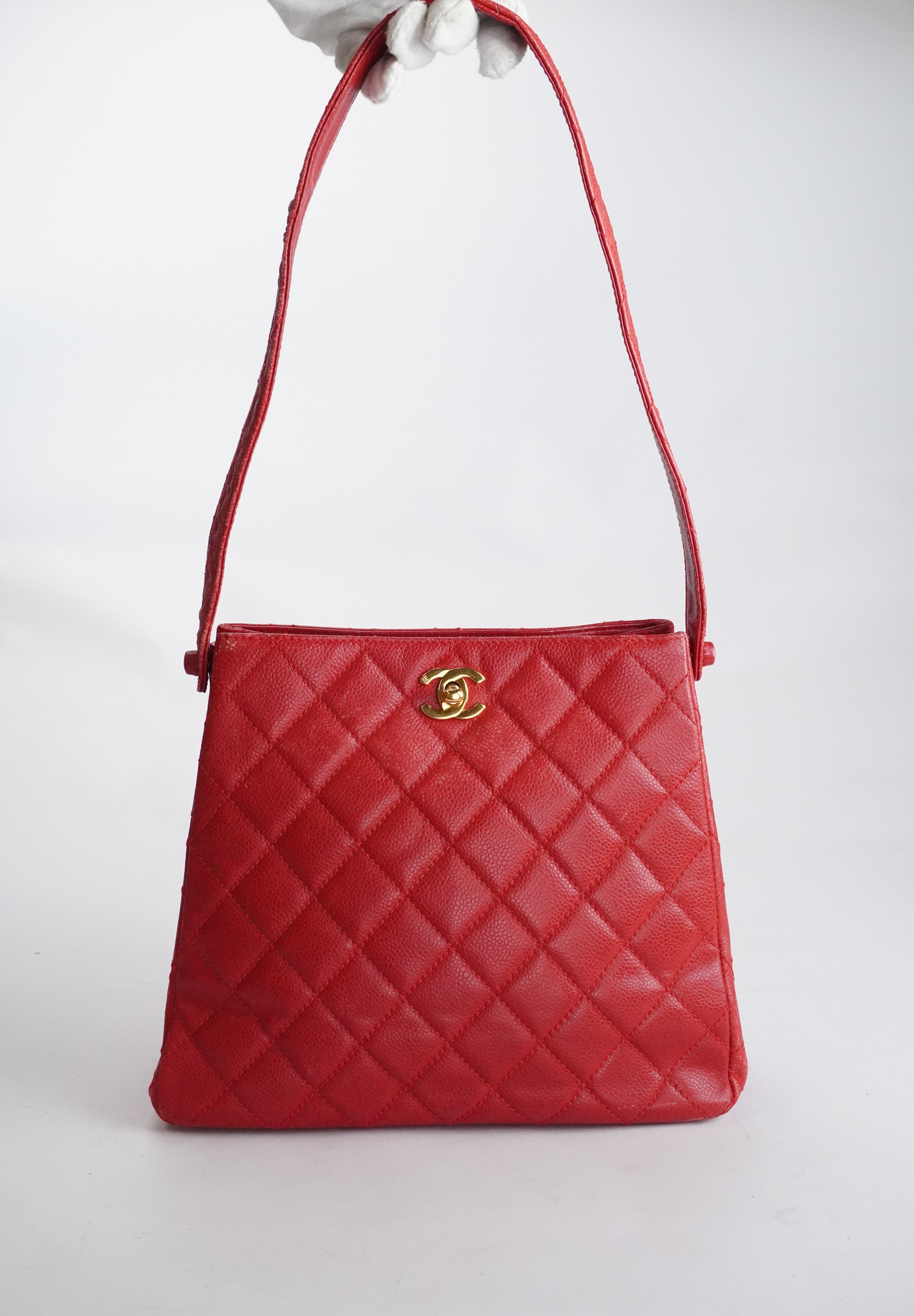 Chanel Red Caviar Tote 24k GHW (1996-1997)