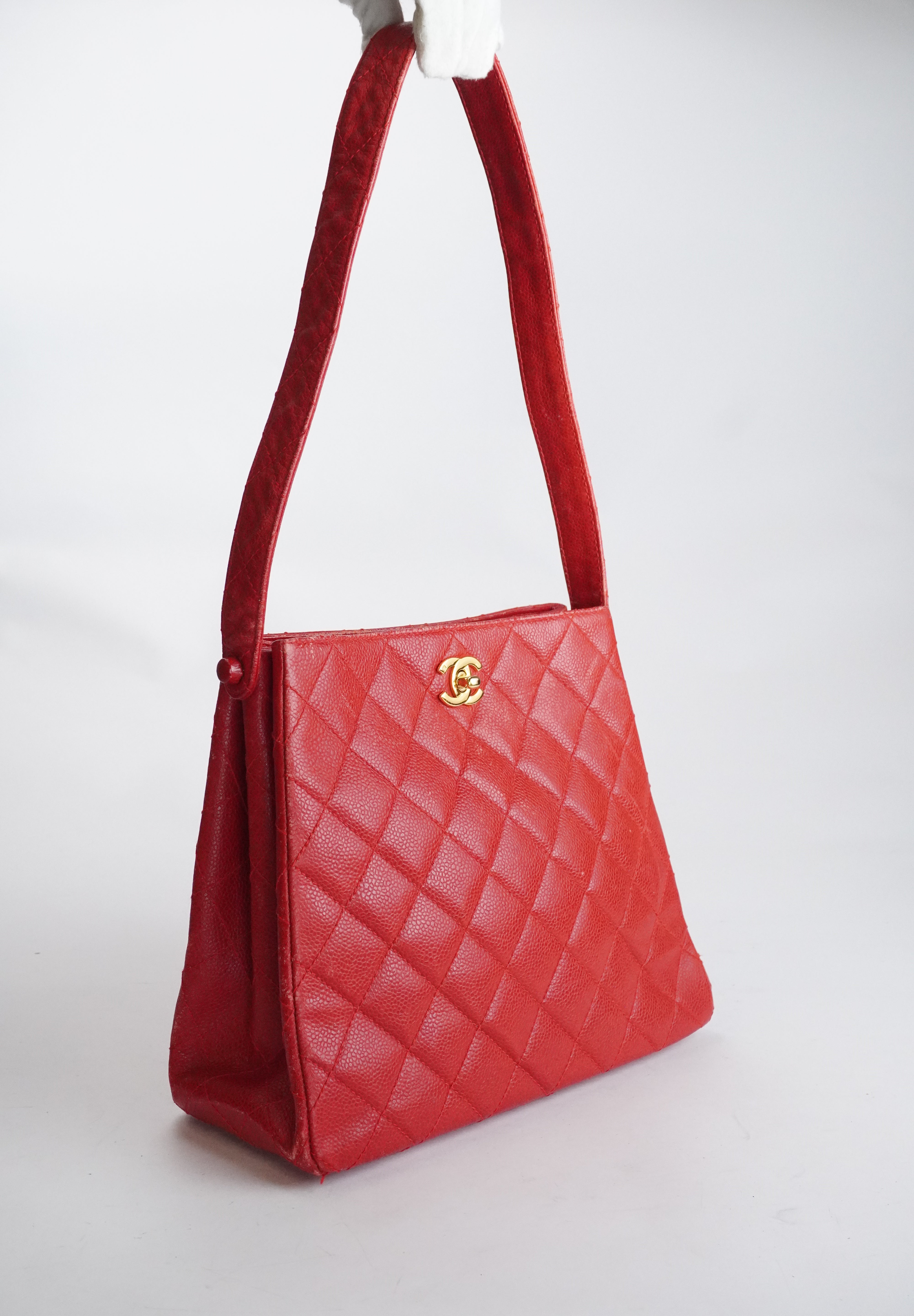 Chanel Red Caviar Tote 24k GHW (1996-1997)