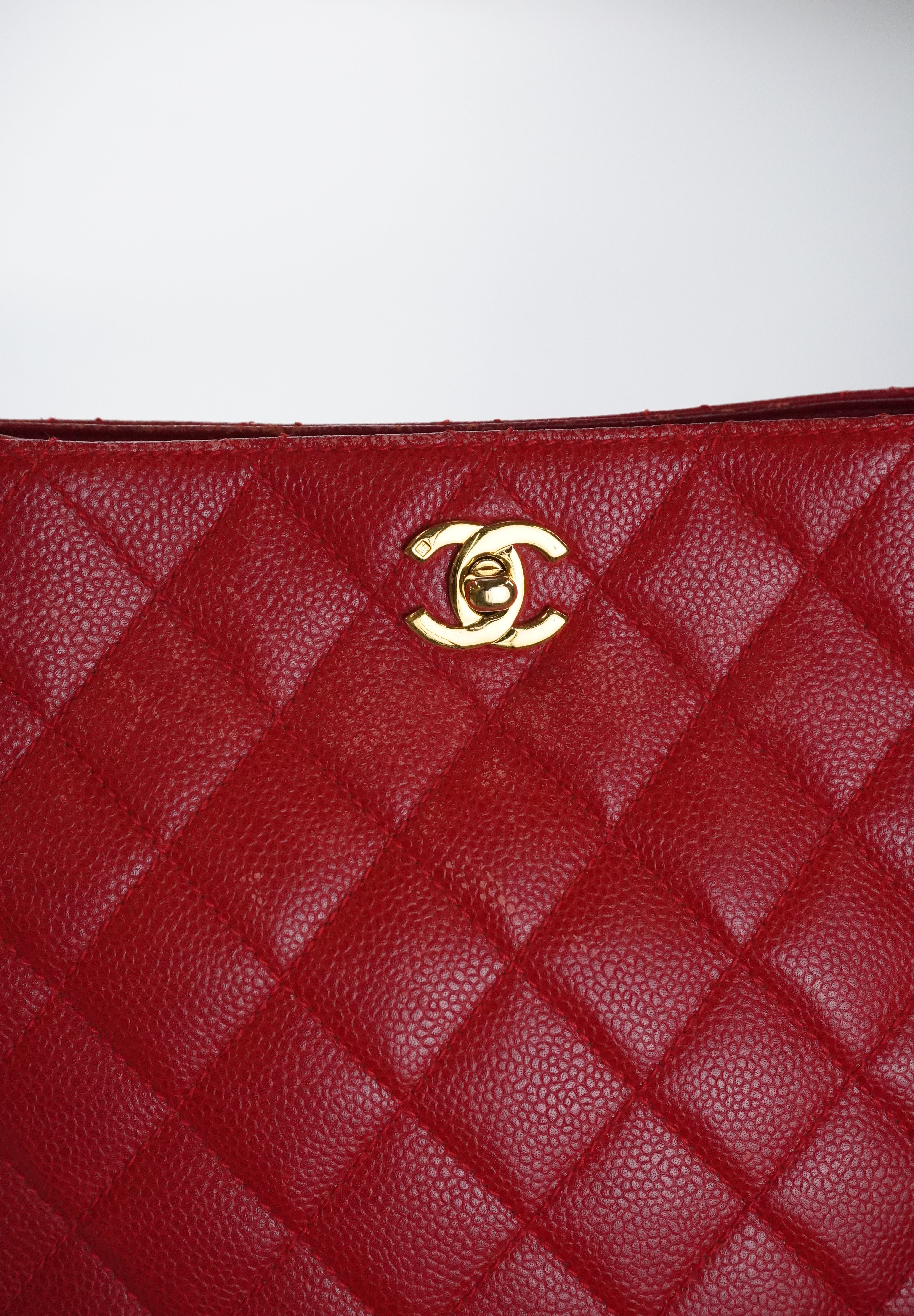 Chanel Red Caviar Tote 24k GHW (1996-1997)
