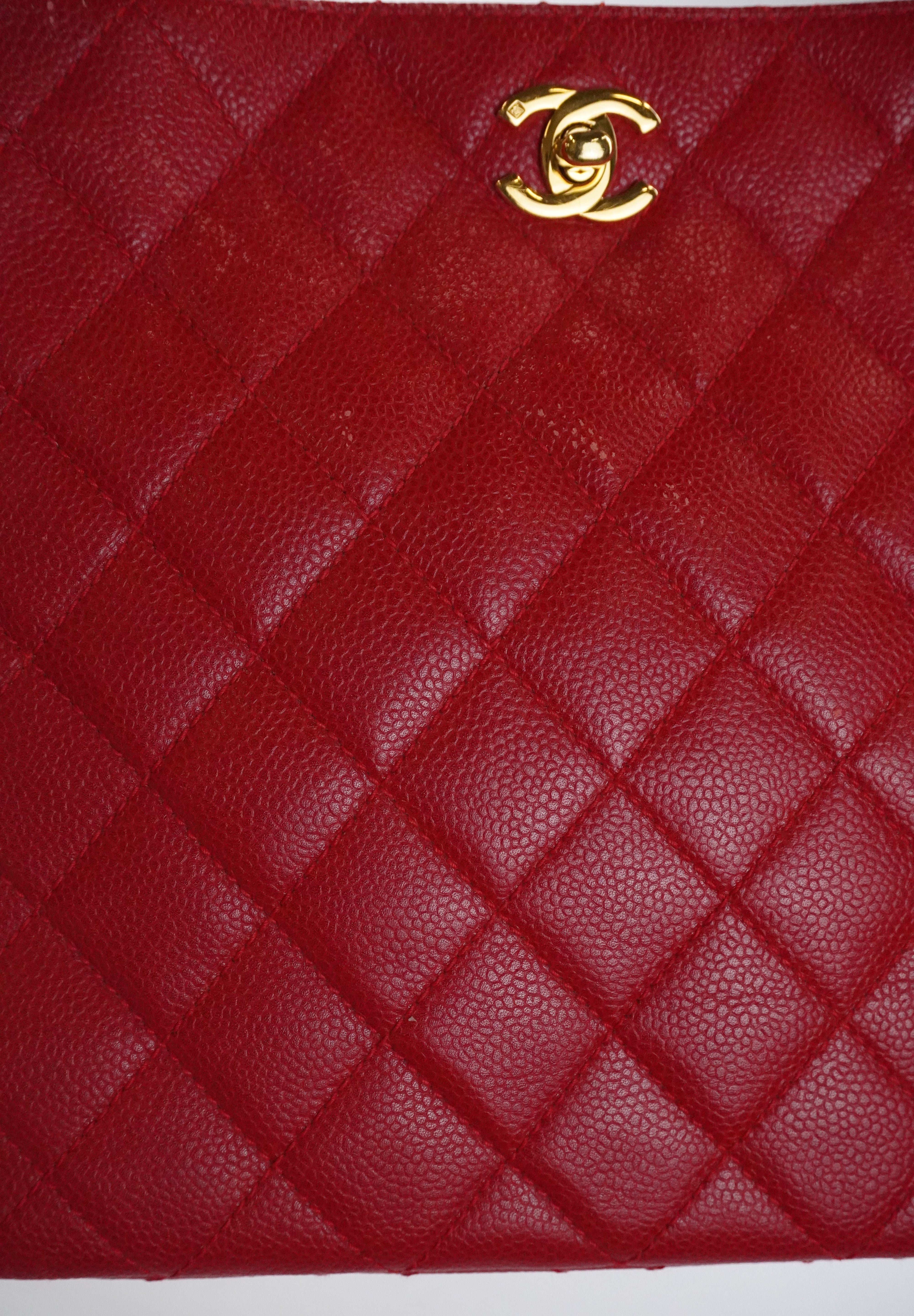 Chanel Red Caviar Tote 24k GHW (1996-1997)