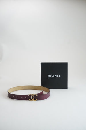 Chanel Belt Burgundy Cc Mark