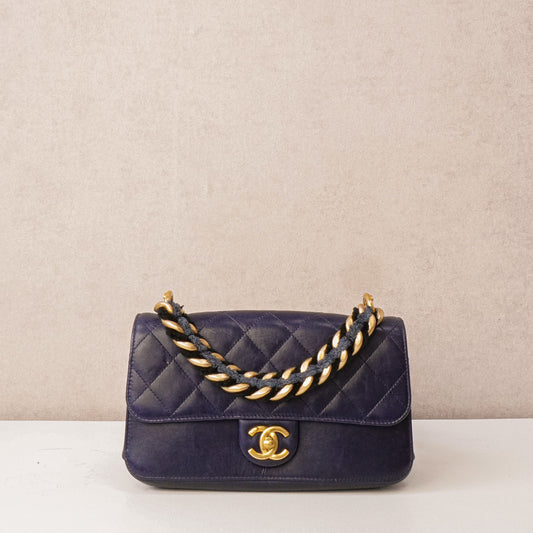 Chanel Paris Cosmopolite Blue Calfskin Flapbag Small
