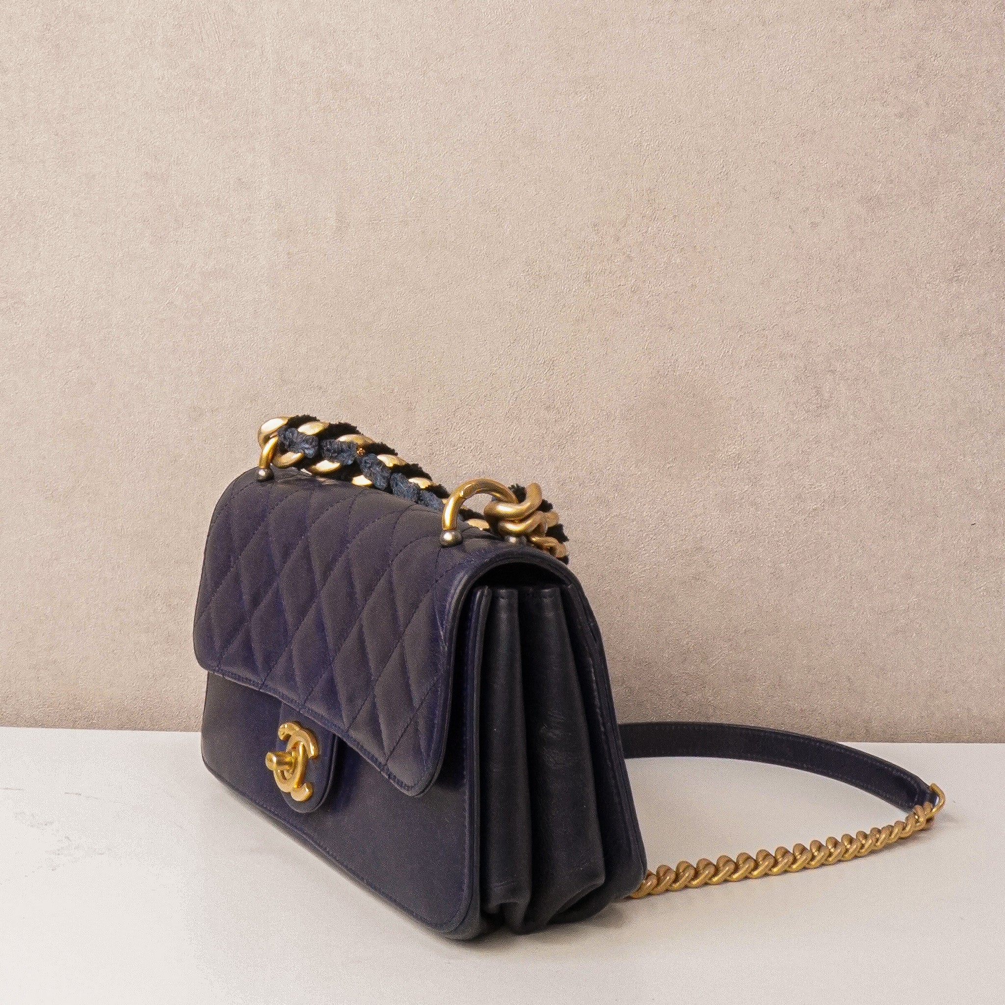 Chanel Paris Cosmopolite Blue Calfskin Flapbag Small