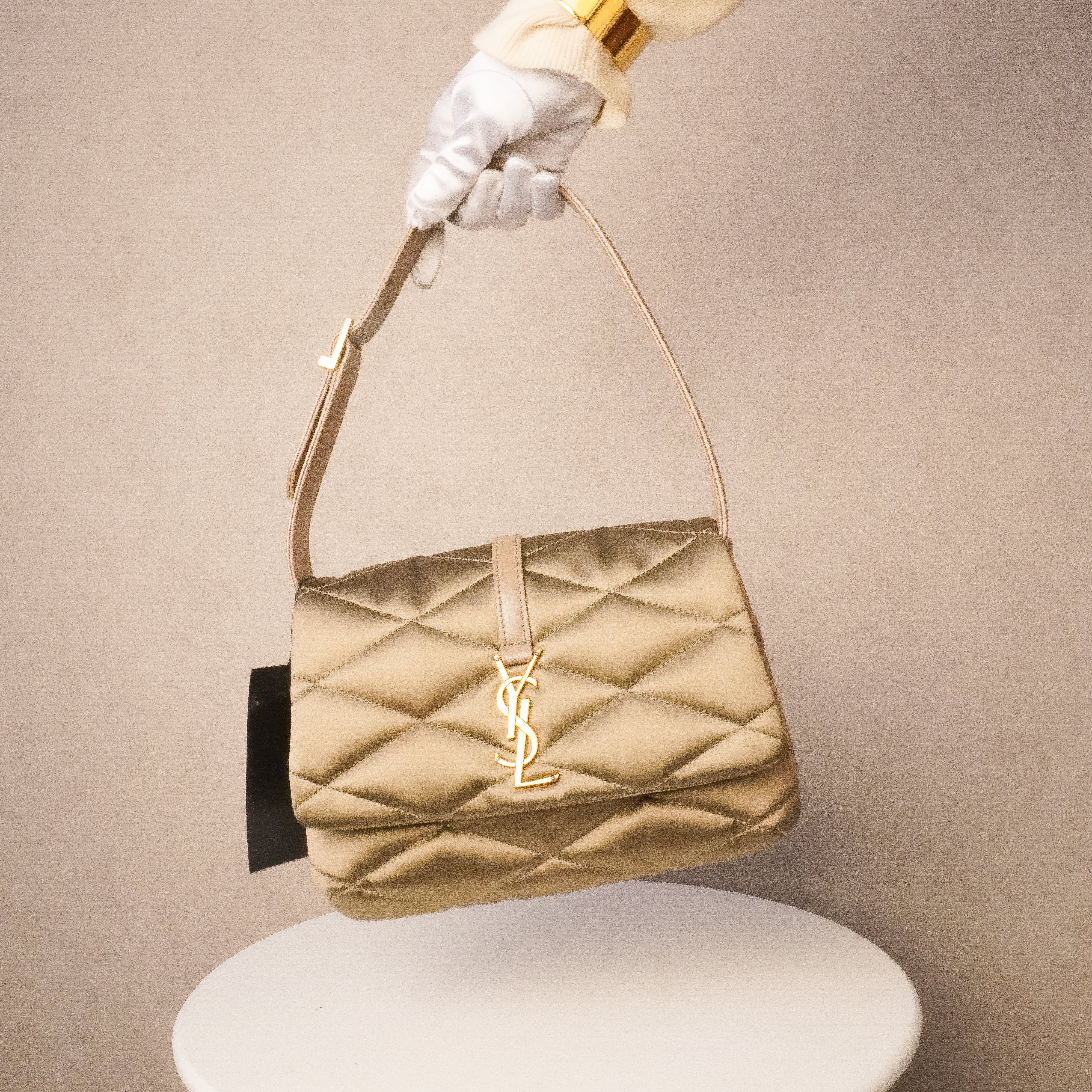 Saint Laurent YSL Mouse Quilted Satin Le 57 Hobo Bag