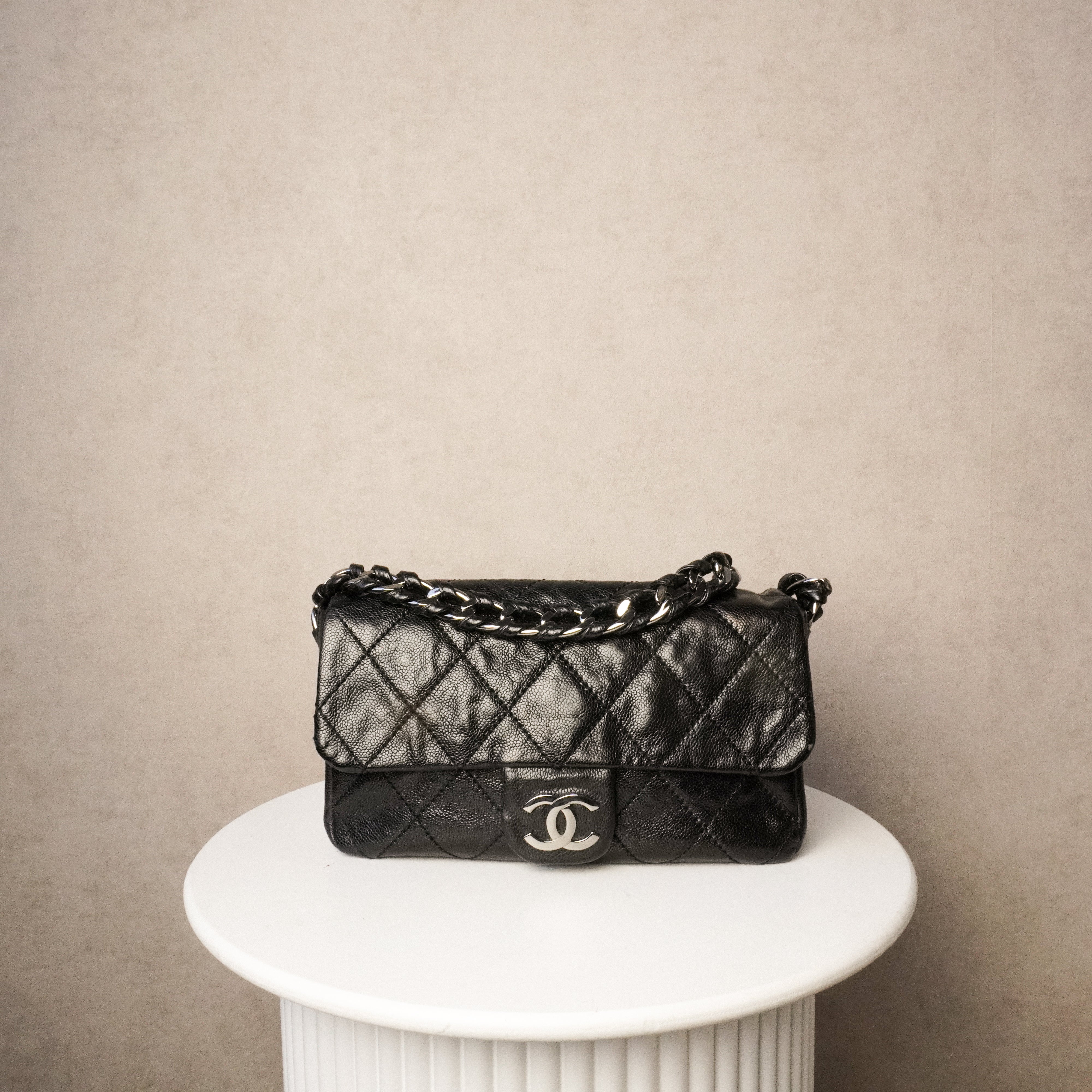 Chanel Glazed Caviar Quilted Modern Chain Flap Black