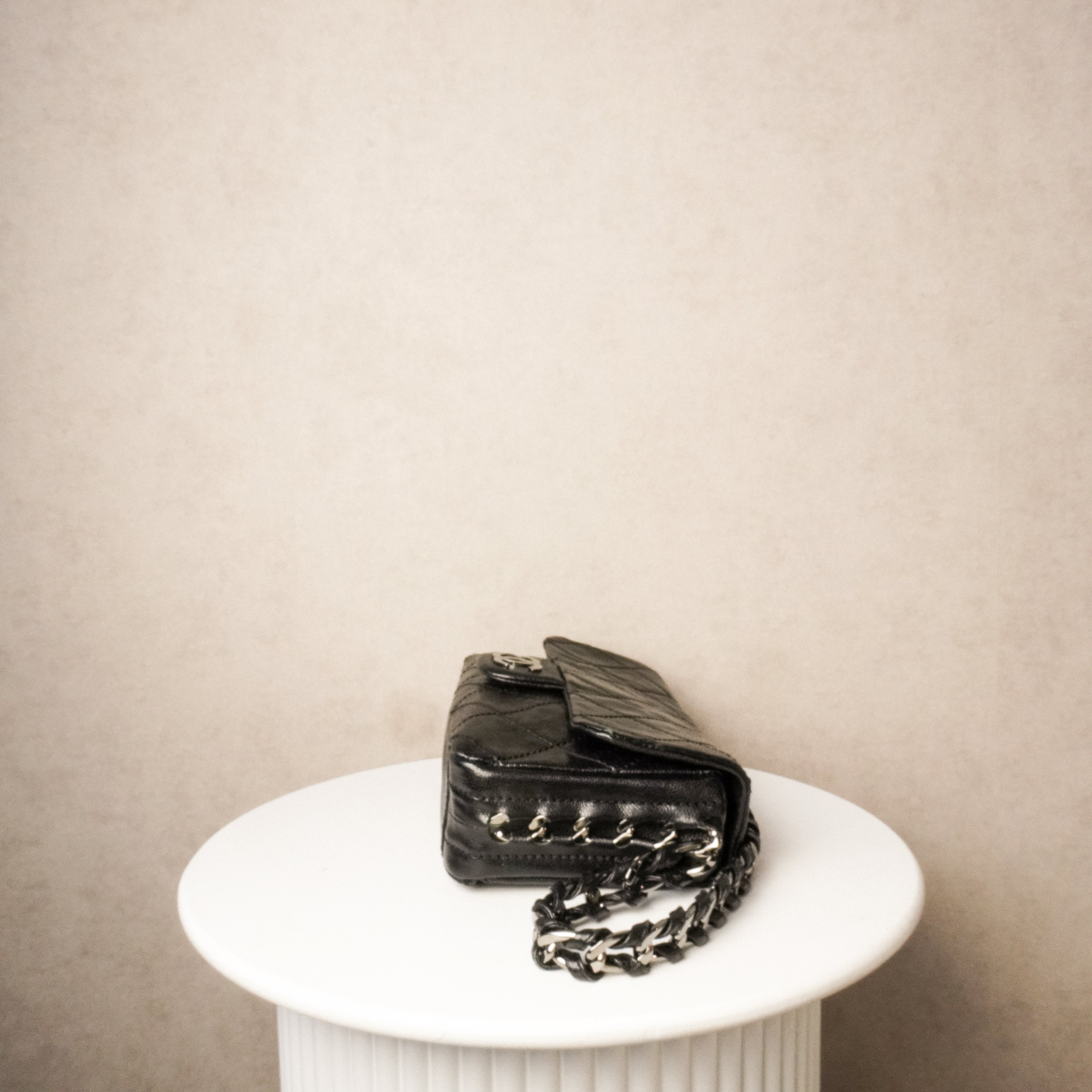 Chanel Glazed Caviar Quilted Modern Chain Flap Black